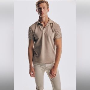 Pedro Del Hierro Polo Men’s M Beige Short Sleeve Knit Cotton‎ Casual Shirt